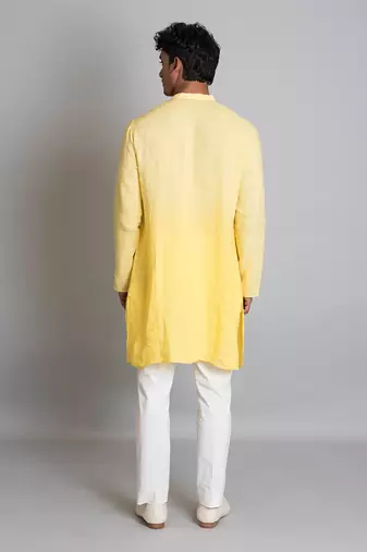 Yellow ombre linen kurta