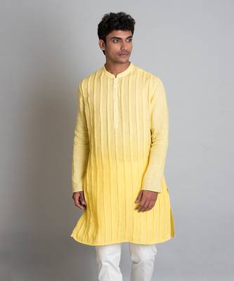 Yellow ombre linen kurta 4