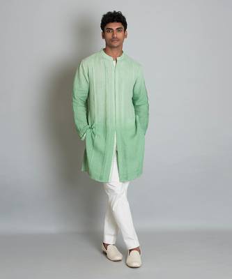 Green ombre linen kurta 1