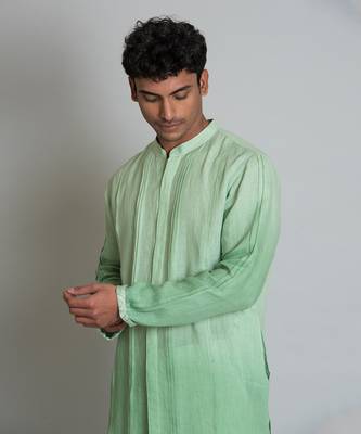 Green ombre linen kurta 2