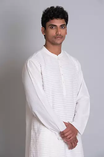 Off white cotton silk kurta