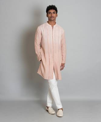 Powder brown ombre linen kurta 1