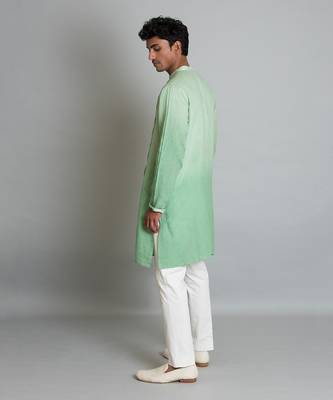 Green ombre linen kurta 3