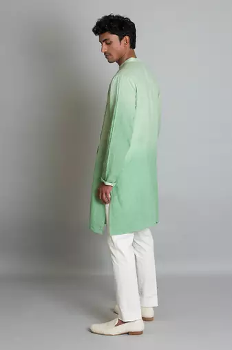 Green ombre linen kurta