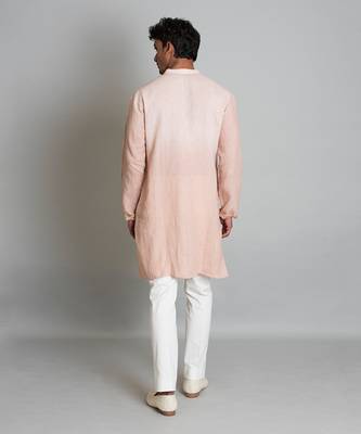 Powder brown ombre linen kurta 2