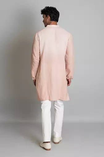 Powder brown ombre linen kurta