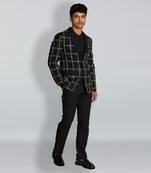 Black poly viscose coat with pant