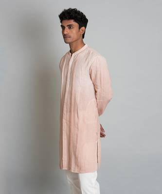 Powder brown ombre linen kurta 3