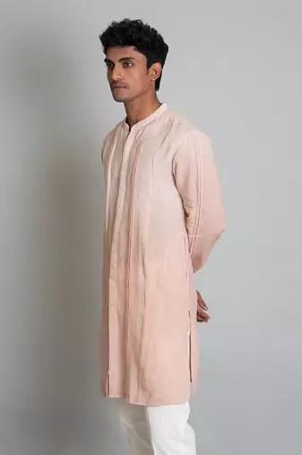 Powder brown ombre linen kurta