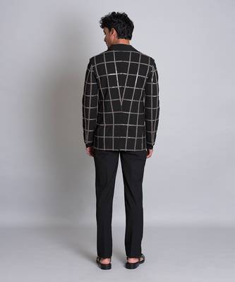 Black poly viscose coat with pant 2