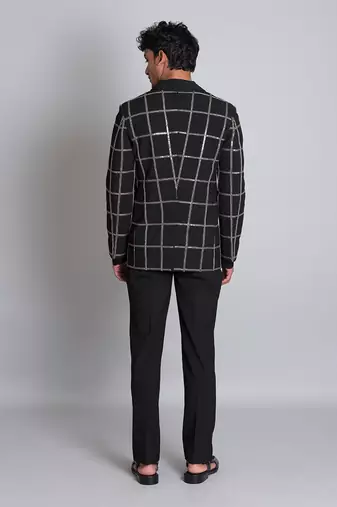Black poly viscose coat with pant