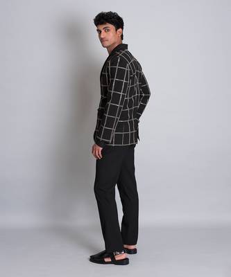 Black poly viscose coat with pant 3