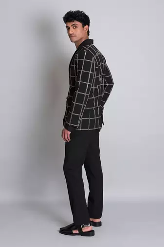Black poly viscose coat with pant