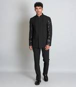 Black poly viscose bandhgala set