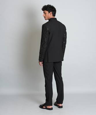Black poly viscose bandhgala set 3