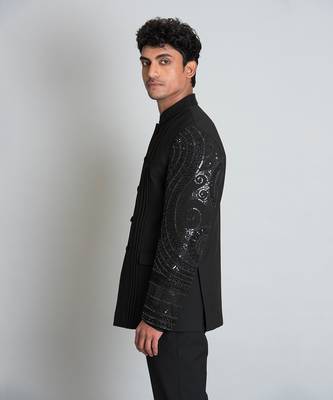 Black poly viscose bandhgala set 4