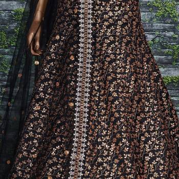 Black Zari And Heavy Sequins Embroidered Silk Lehenga Choli 5