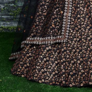 Black Zari And Heavy Sequins Embroidered Silk Lehenga Choli 6
