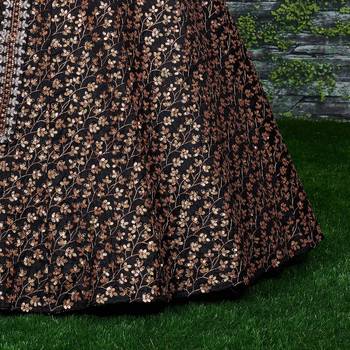 Black Zari And Heavy Sequins Embroidered Silk Lehenga Choli 7