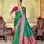 Sea green plain banarasi silk saree with blouse