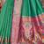 Sea green plain banarasi silk saree with blouse