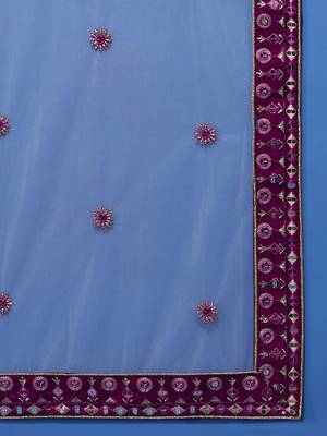 Panchhi Women Burgundy Pure Georgette Sequinse Embroidered Semi-Stitched Lehenga & Blouse, Dupatta 5