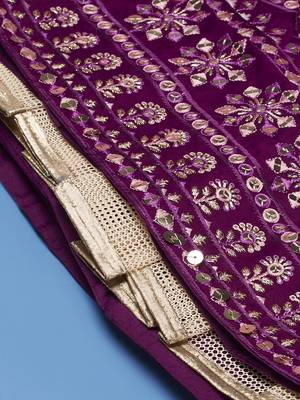 Panchhi Women Burgundy Pure Georgette Sequinse Embroidered Semi-Stitched Lehenga & Blouse, Dupatta 7