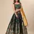 Dark-green woven jacquard semi stitched lehenga choli