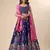 Dark-blue woven jacquard semi stitched lehenga choli