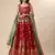Red woven jacquard semi stitched lehenga choli