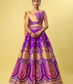Purple woven jacquard semi stitched lehenga