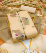 Beige Banarasi Jacquard Dress Material