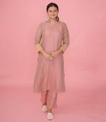 Peach chanderi silk kurta set