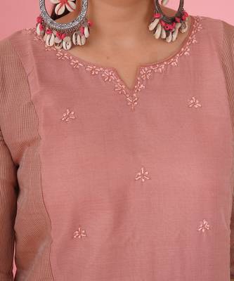 Peach chanderi silk kurta set 4