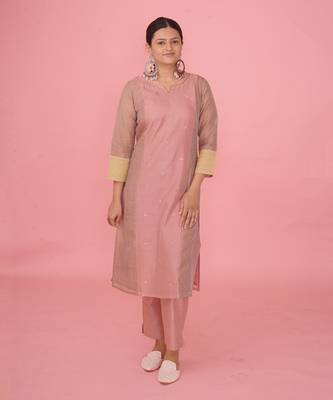 Peach chanderi silk kurta set 5