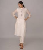 White chanderi silk kurta set