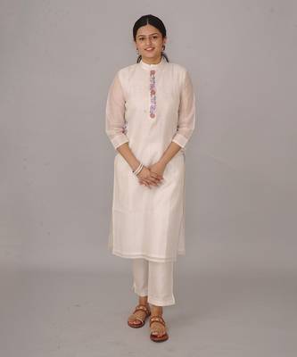 White chanderi silk kurta set 2