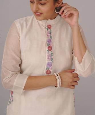 White chanderi silk kurta set 4