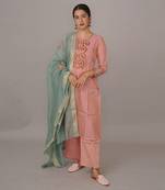 Pink tissue silk kurta set