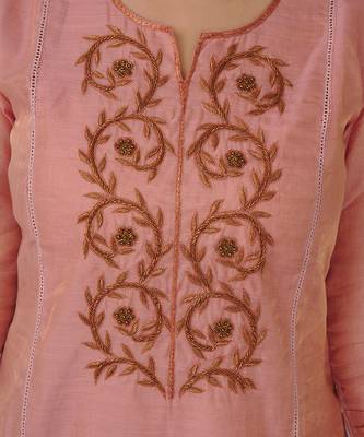 Pink tissue silk kurta set 5