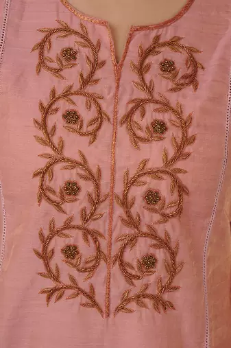 Pink tissue silk kurta set