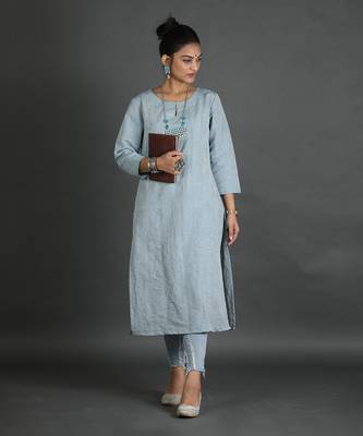Light blue linen kurti 1