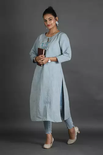 Light blue linen kurti