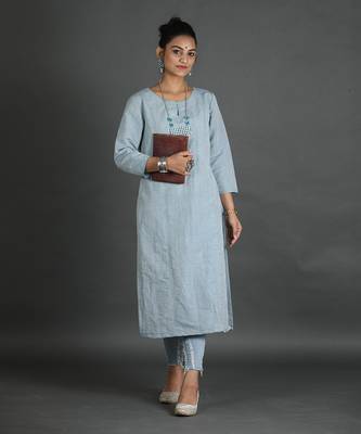 Light blue linen kurti 3