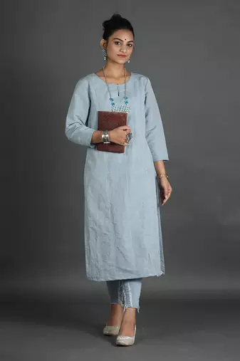 Light blue linen kurti