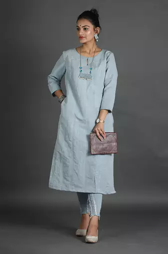 Light blue linen kurti