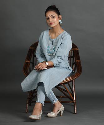 Light blue linen kurti 5