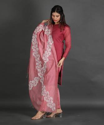 Marron & pink silk kurta set 2