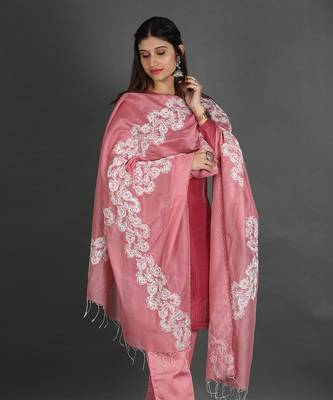 Marron & pink silk kurta set 5