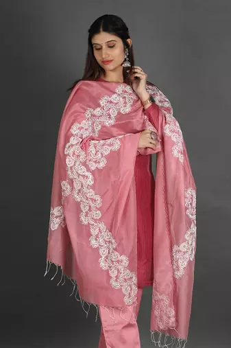 Marron & pink silk kurta set